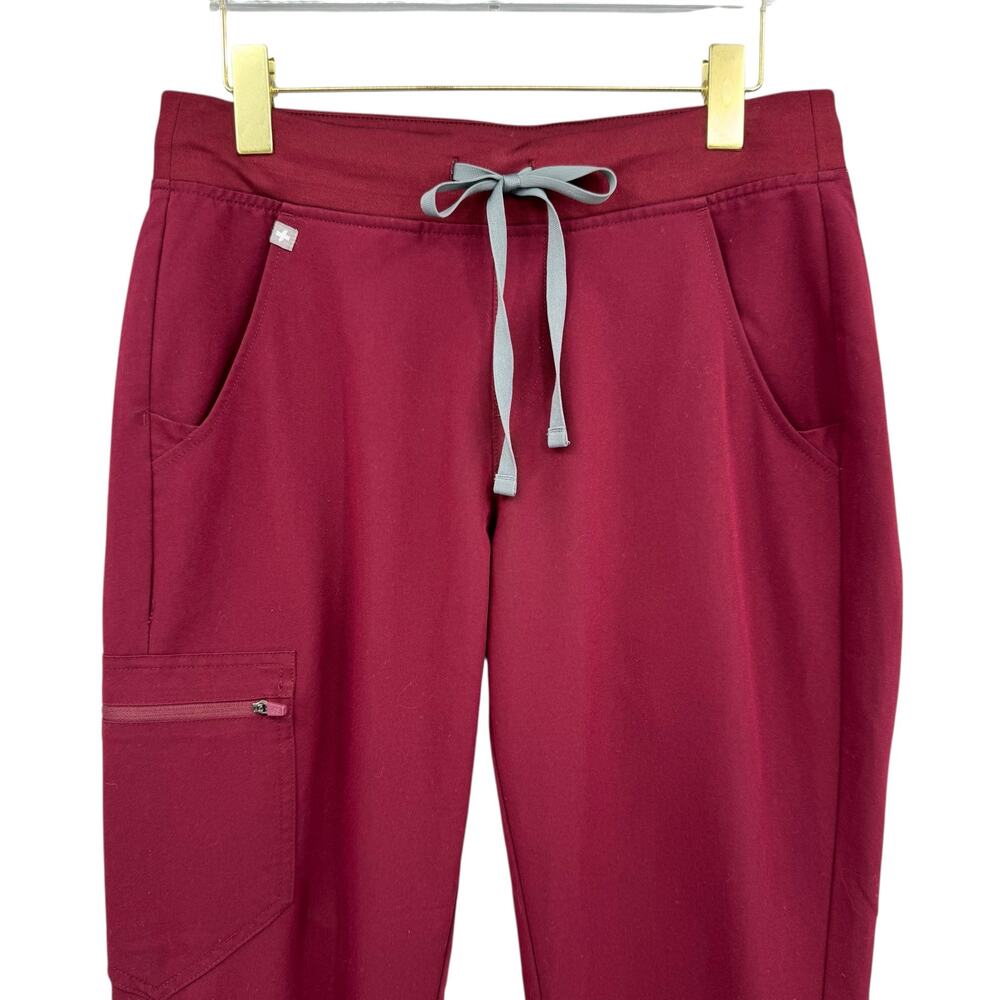 Figs TALL Women's Zamora Burgundy Maroon Mid Rise Jogger Scrub Pants - Picture 3 of 10
